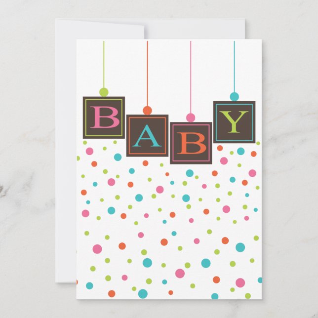 Blockar av Färger Neutralt Babyskor i BABY Inbjudningar (Framsida)