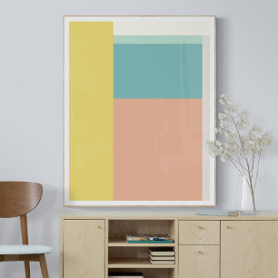 Blockbild i färg i Retro Beach Pastel Färger Poster