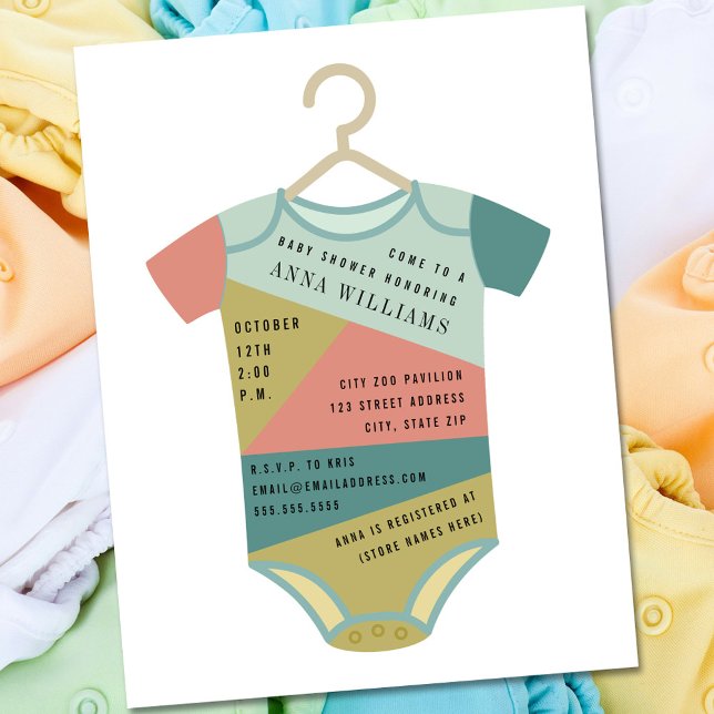 Blockbock-dräktighetsinbjudan till Neutralten Baby Inbjudningar (Skapare uppladdad)