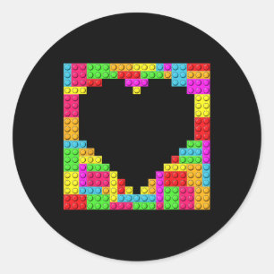 Blockbricka Bygger Master Builder Heart Valentin Runt Klistermärke