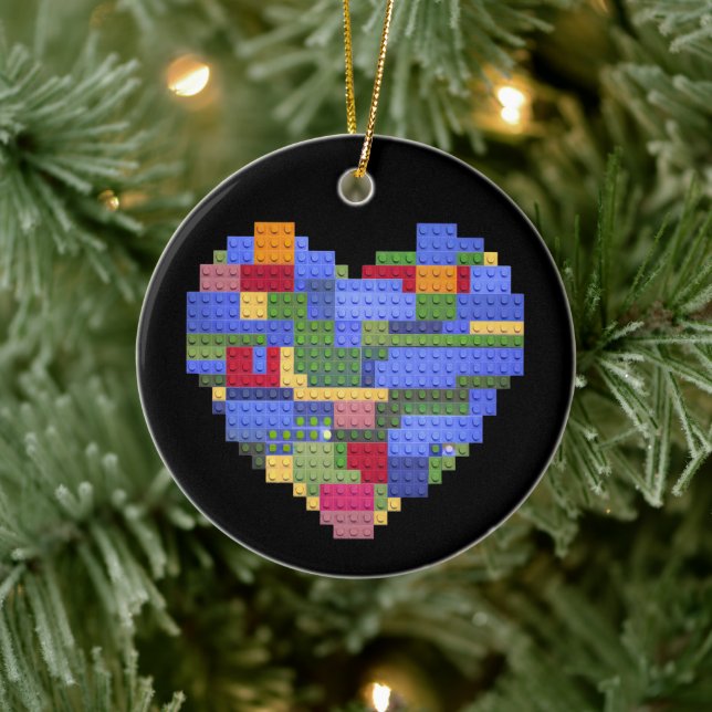 Blockbricka för Byggnad Heart Valentin i Master Bu Julgransprydnad Keramik (Träd)