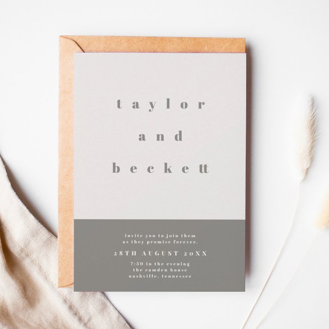 Blockbröllopsinbjudan grått Färg Spara Datumet (Skapare uppladdad)