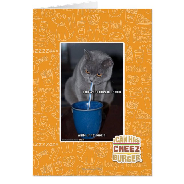 Blockbubblor i mjölk hälsningskort (Framsidan)