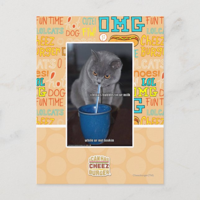 Blockbubblor i mjölk vykort (Framsida)