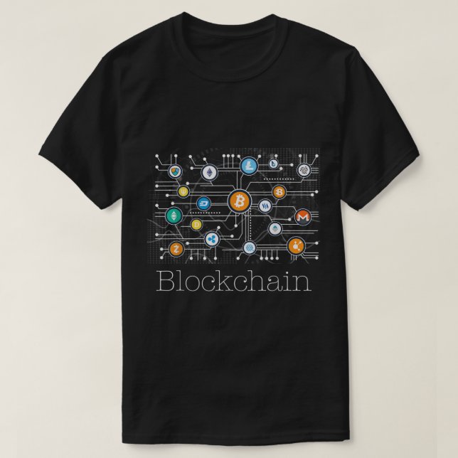 Blockchain-nätverk Krypto-design T Shirt (Design framsida)