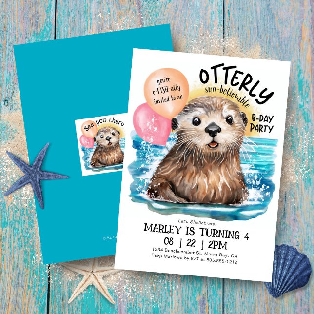 Blockdags för Sea Otter Ocean Sol-stranden Inbjudningar (Skapare uppladdad)