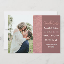 Blockdatum för Spara av Marsala Ro Guld Glitter Fä Spara Datumet