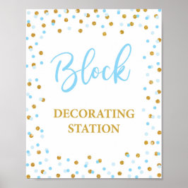 Blockdekorera babyskylt för Station Poster