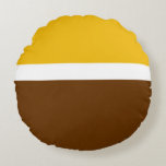Blockdesign för gult White Brown Plain Färg Rund Kudde<br><div class="desc">Modern bakgrundsdesign för Bold Brown Färg blockerar Stil i vit och fetstilt Gult</div>
