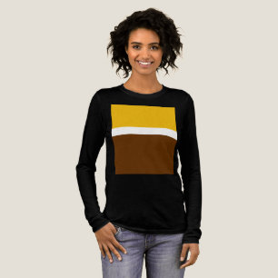 Blockdesign för gult White Brown Plain Färg T Shirt