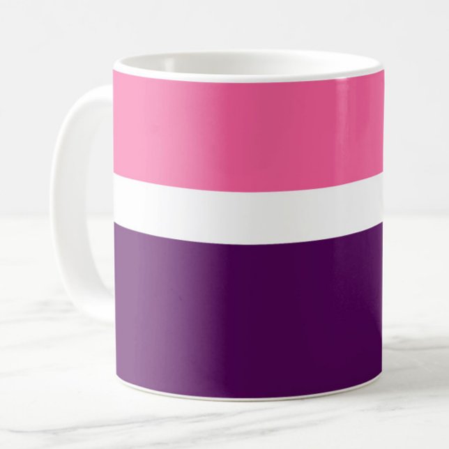 Blockdesign för rosa White Lila Plain Färg Kaffemugg (Skapare uppladdad)