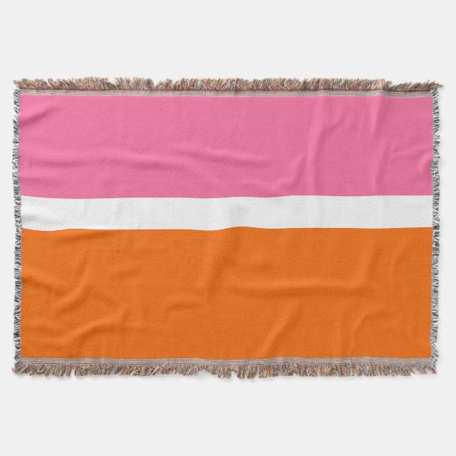 Blockdesign för rosa White Orange Plain Färg Filt (Framsidan)