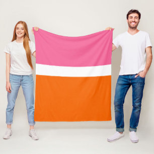 Blockdesign för rosa White Orange Plain Färg Fleecefilt
