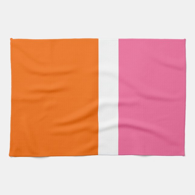 Blockdesign för rosa White Orange Plain Färg Kökshandduk (Horisontell)