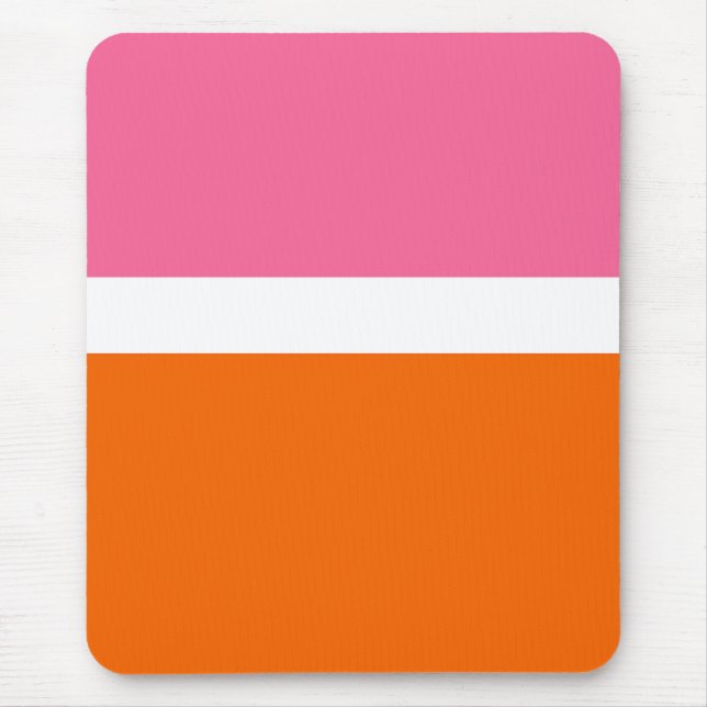 Blockdesign för rosa White Orange Plain Färg Musmatta (Framsidan)