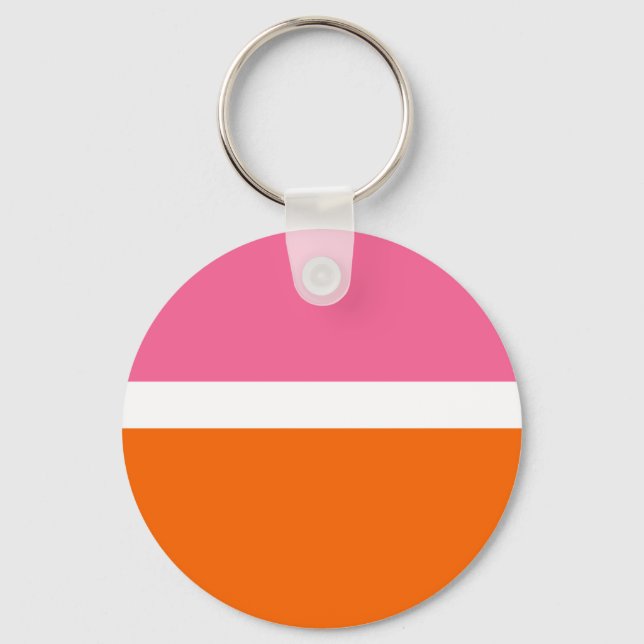 Blockdesign för rosa White Orange Plain Färg Nyckelring (Framsida)