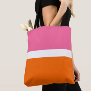 Blockdesign för rosa White Orange Plain Färg Tygkasse