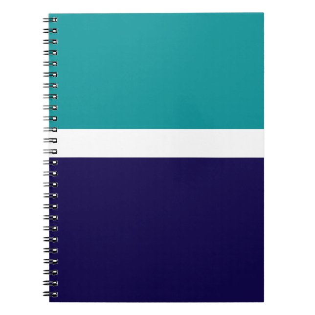 Blockdesign för Teal White Plain Färg Anteckningsbok (Framsidan)
