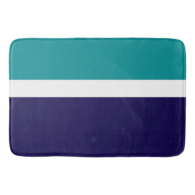 Blockdesign för Teal White Plain Färg Badrumsmatta (Framsidan)