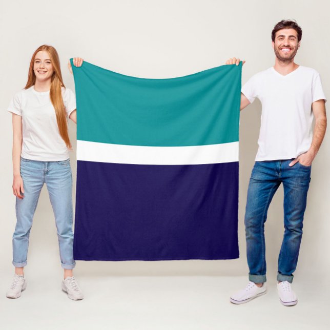 Blockdesign för Teal White Plain Färg Fleecefilt (Skapare uppladdad)