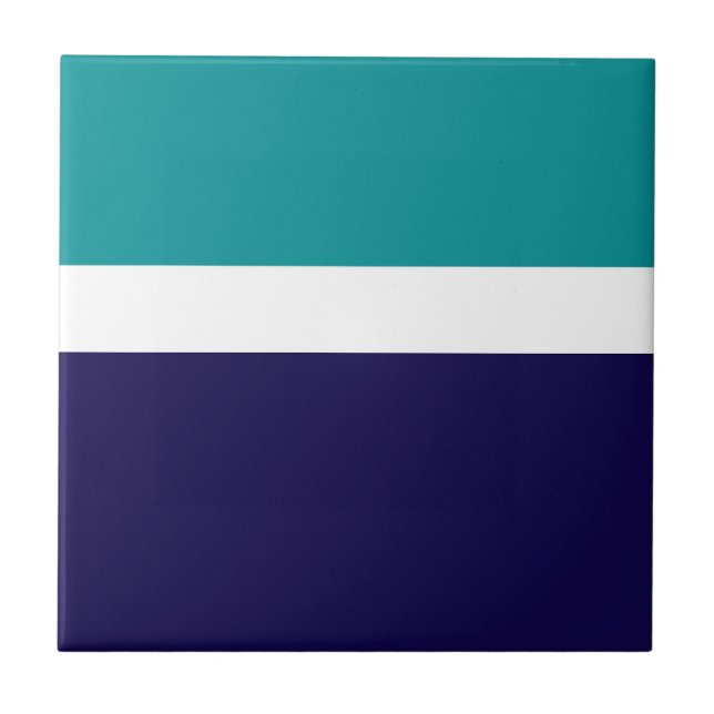 Blockdesign för Teal White Plain Färg Kakelplatta (Framsidan)