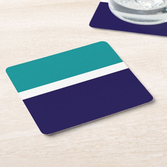 Blockdesign för Teal White Plain Färg Underlägg Papper Kvadrat (Skapare uppladdad)