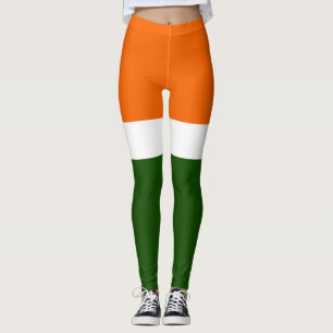 Blockdesign för vit Grönt Färg med oformaterad ora Leggings