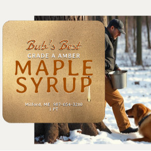 Blockdroppsgrungetikett AMBER klass MAPLE SYRUP Runt Klistermärke