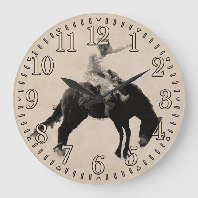 Blockera Bronco Rodeo Cowboy Stor Klocka (Framsida)