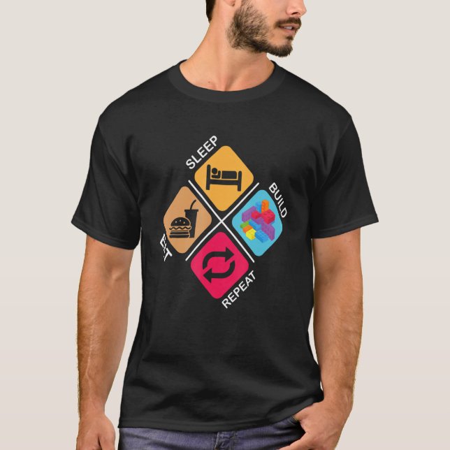 Blockera Byggande idéer Viloläge Bygg Upprepa T Shirt (Framsida)