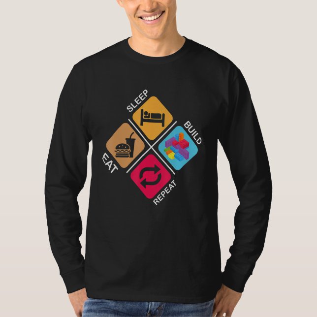 Blockera Byggande idéer Viloläge Bygg Upprepa T Shirt (Framsida)