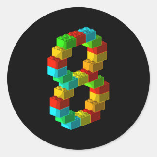 Blockera Byggnad 8:e 8 Runt Klistermärke