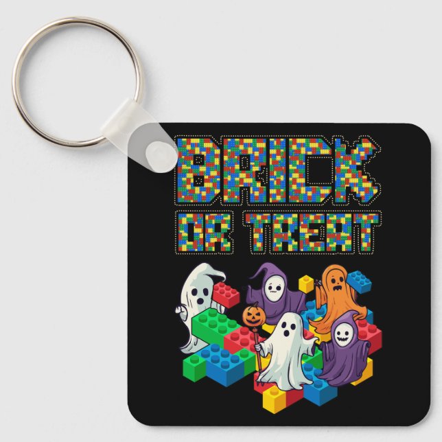 Blockera Byggnad av Halloween-bricka eller behandl Nyckelring (Framsida)
