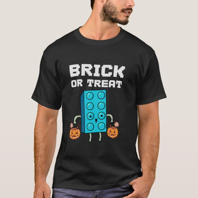 Blockera Byggnad av Halloween-bricka eller behandl T Shirt (Framsida)