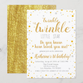 Blockera födelsedag med Lilla stjärna Silver och G Inbjudningar