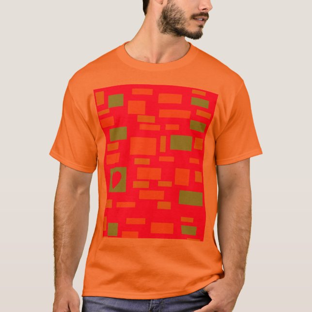 Blockera former, kalkgrönt och orange t shirt (Framsida)