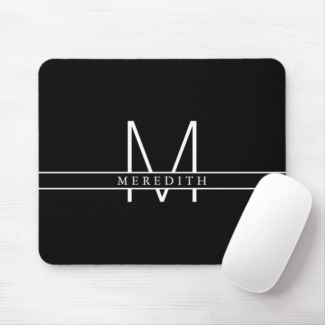 Blockera första uppdelade monogram, Personlig svar Musmatta (Med mus)
