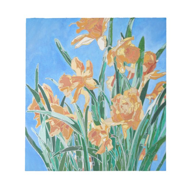 Blockera Golden Daffodils Bold Line Art Anteckningsblock (Framsida)