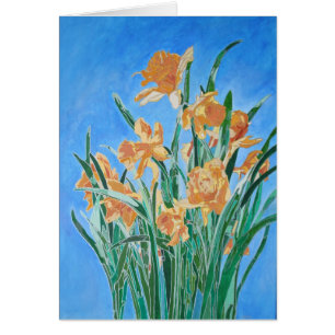 Blockera Golden Daffodils Bold Line Art Hälsningskort