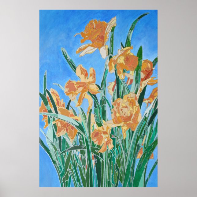 Blockera Golden Daffodils Bold Line Art Poster (Framsidan)