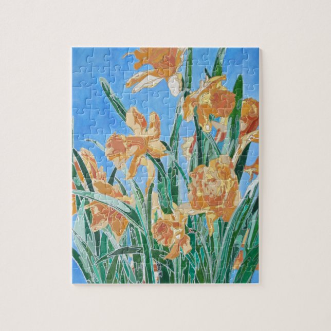 Blockera Golden Daffodils Bold Line Art Pussel (Vertikal)