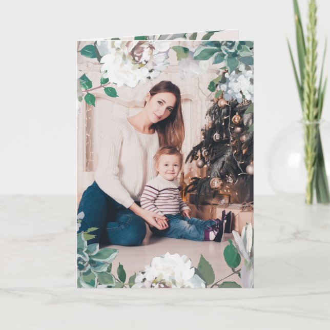 Blockera Jul-fotoport för Joy Blommigt Helgkort (Framsida)