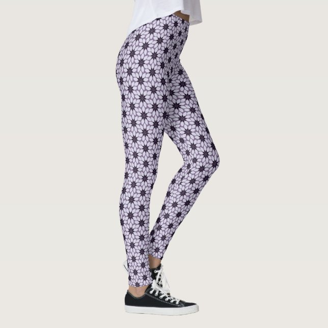Blockera lila för utskrift av kompilerade blommor leggings (Höger)