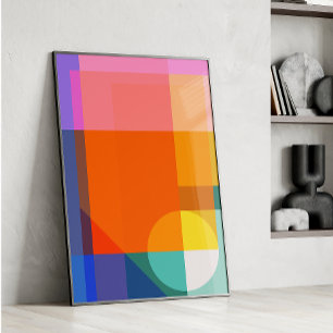 Blockera modern Abstrakt i Färg med brant geometri Poster