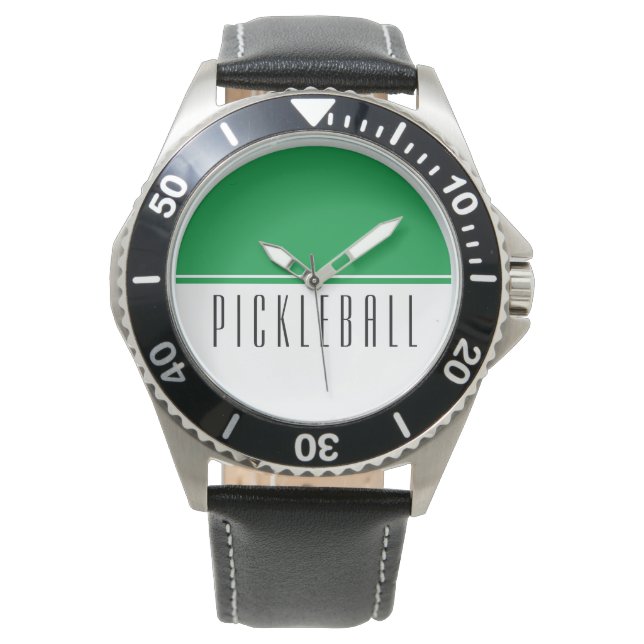 Blockera PICKLEBALL-text för Bright Grönt White Fä Armbandsur (Framsida)