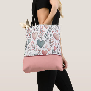 Blockera, rött, Rosa Hearts and Flowers, Färg Bloc Tygkasse