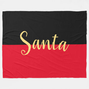Blockera SANTA-text för Bright Jul Red Black Färg Fleecefilt