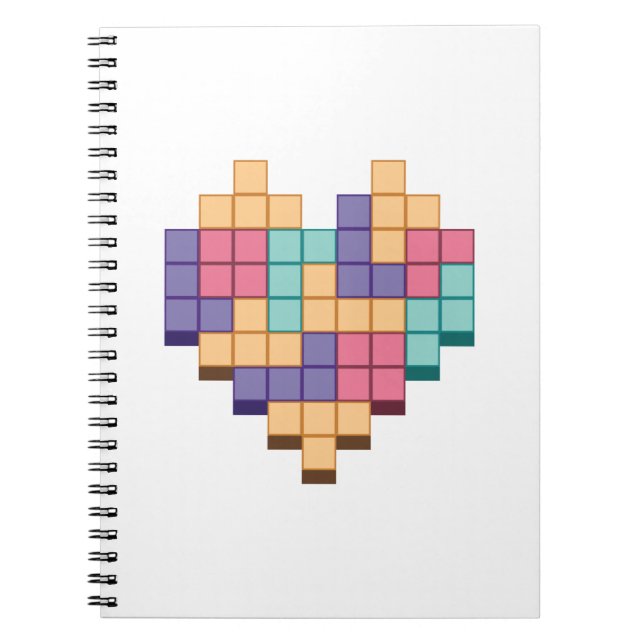 Blockera spel Heart Retro Stil Anteckningsbok (Framsidan)