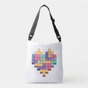 Blockera spel Heart Retro Stil Axelväska
