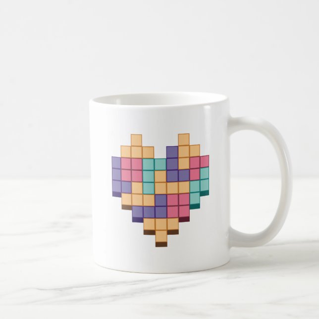 Blockera spel Heart Retro Stil Kaffemugg (Höger)